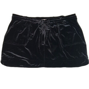 𝅺BCBGENERATION Winter Black Velvet Drawstring Skirt Size M